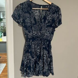 Three Hearts Navy and White Floral romper